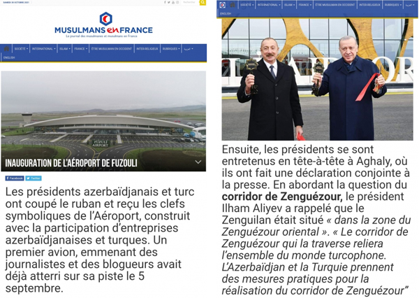 Fransa portalı Füzuli Beynəlxalq Hava Limanının açılışından yazıb
